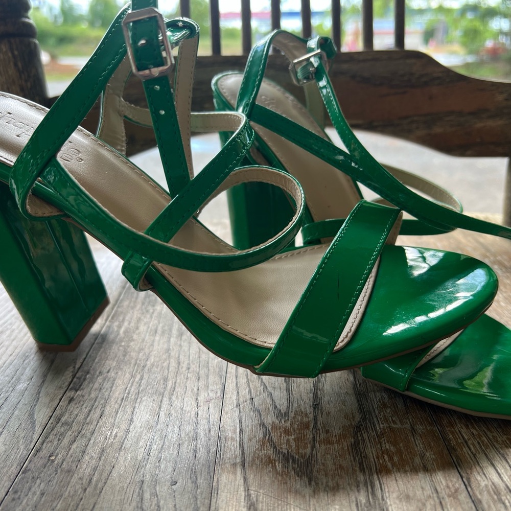 Green Strappy Heeled Sandals